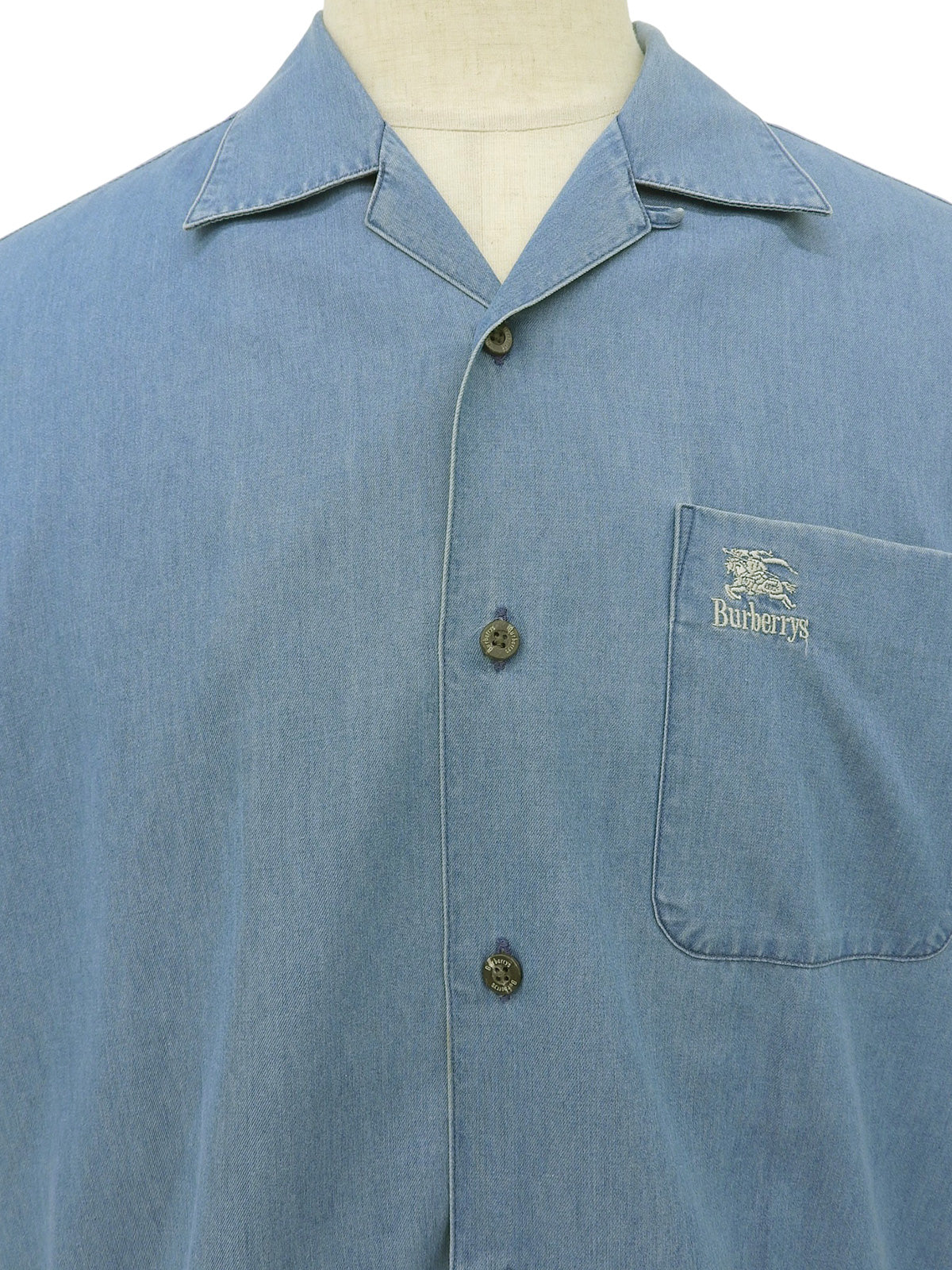 ロゴ刺繍半袖シャツ ブルー