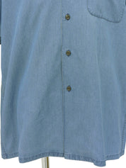 ロゴ刺繍半袖シャツ ブルー