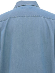 ロゴ刺繍ハーフスリーブシャツ　ブルー