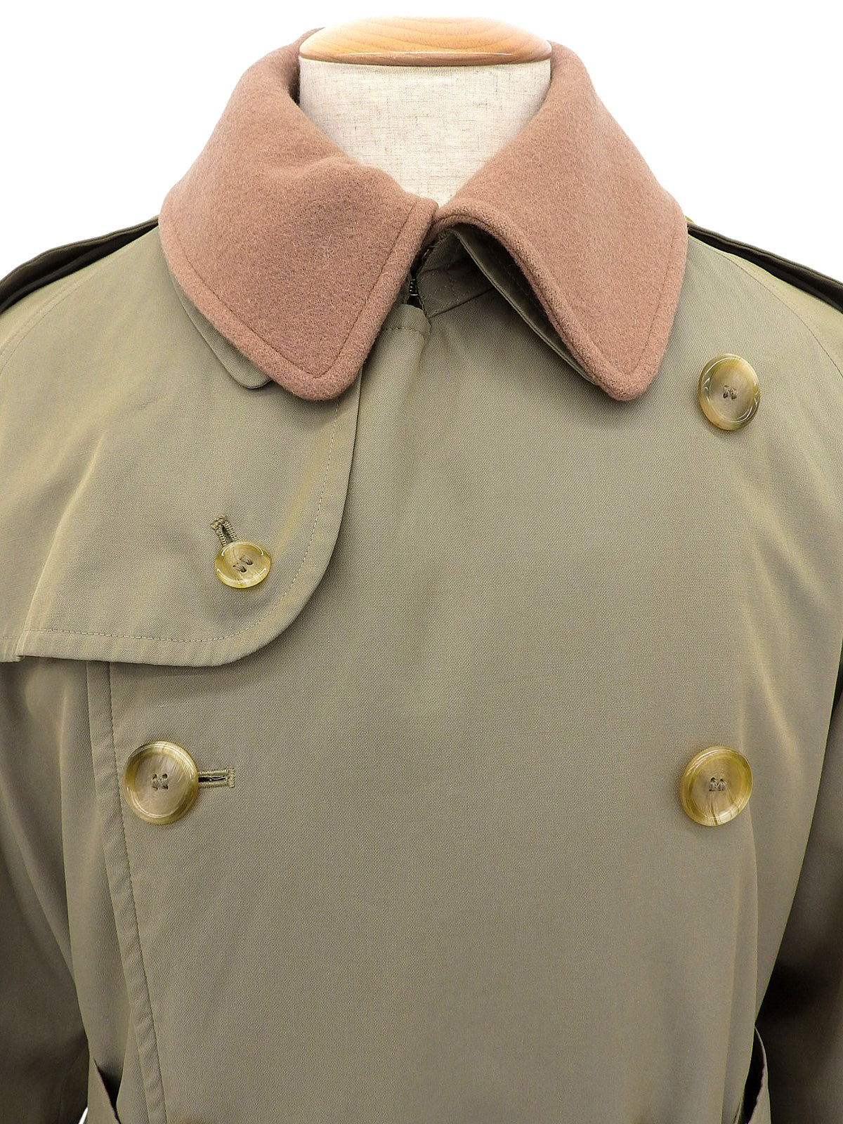 ノバチェックライニングトレンチコート カーキ