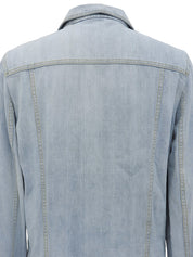 浅蓝色logo纽扣牛仔夹克