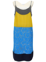 Lace design camisole dress in turquoise blue/yellow