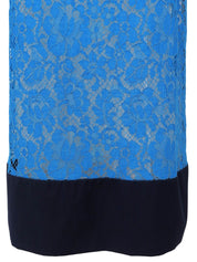 Lace design camisole dress in turquoise blue/yellow
