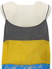 レースデザインキャミソールワンピース ターコイズブルー/イエロー