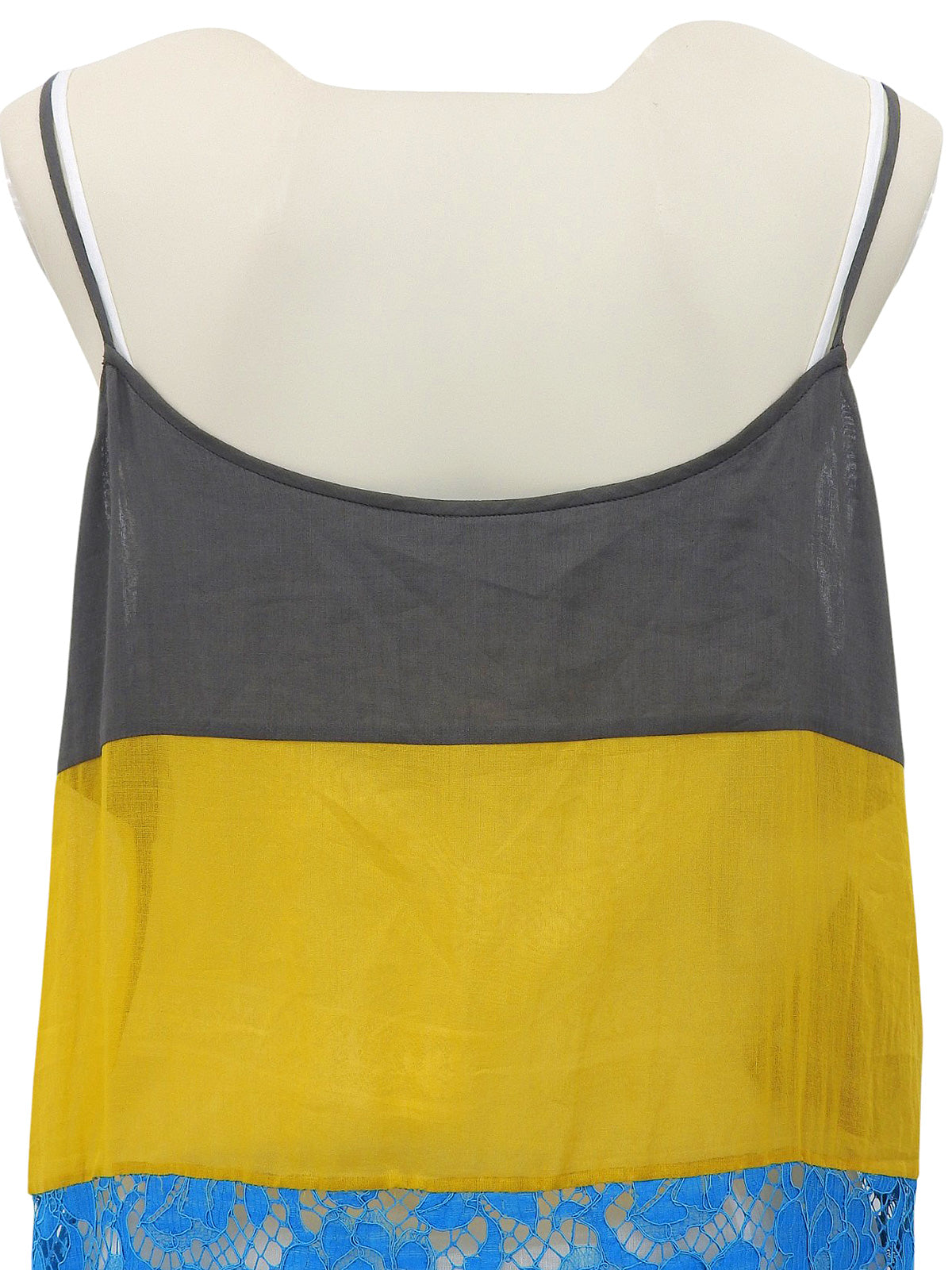 レースデザインキャミソールワンピース ターコイズブルー/イエロー