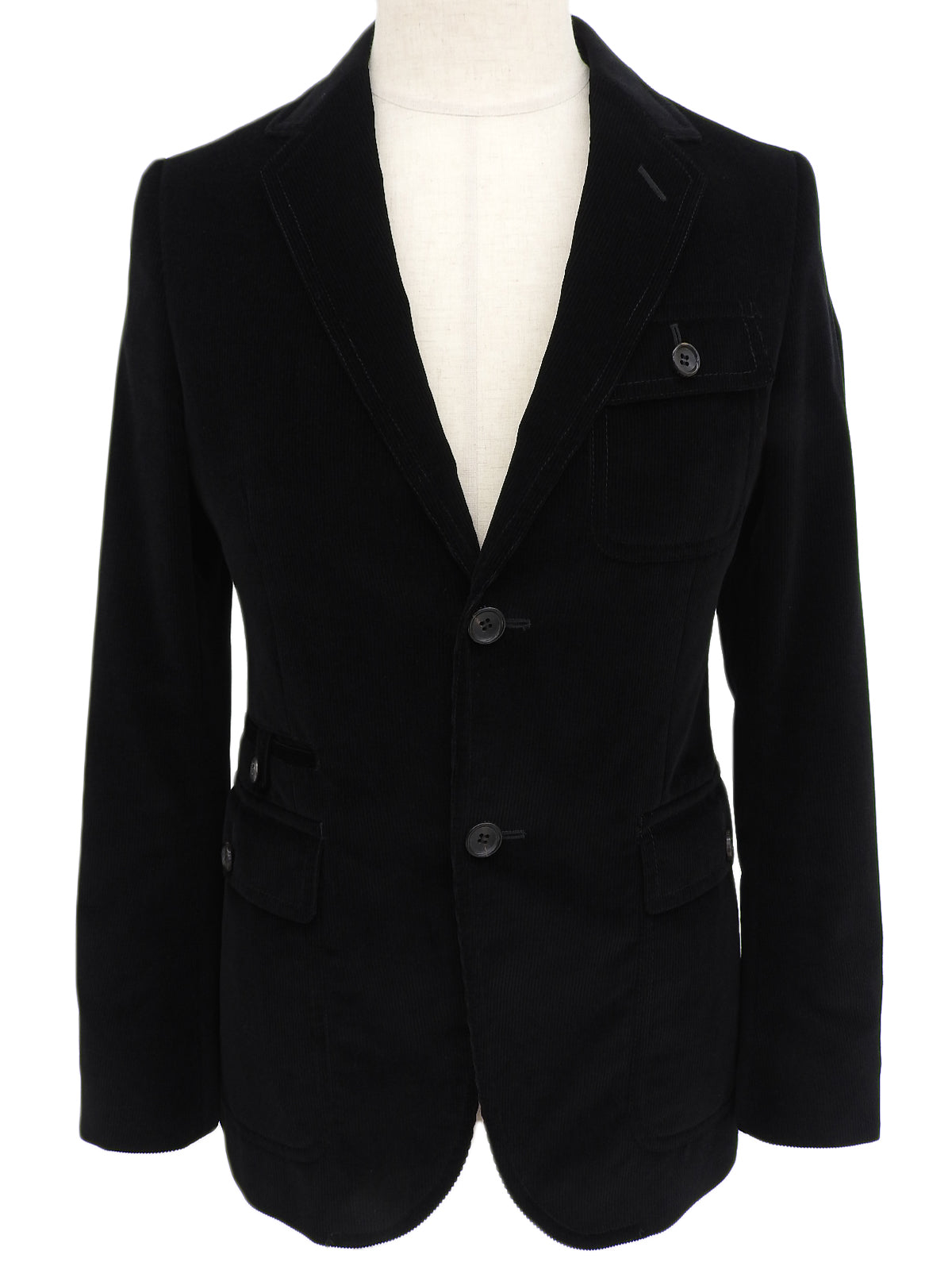 Corduroy Logo Button Jacket in Black