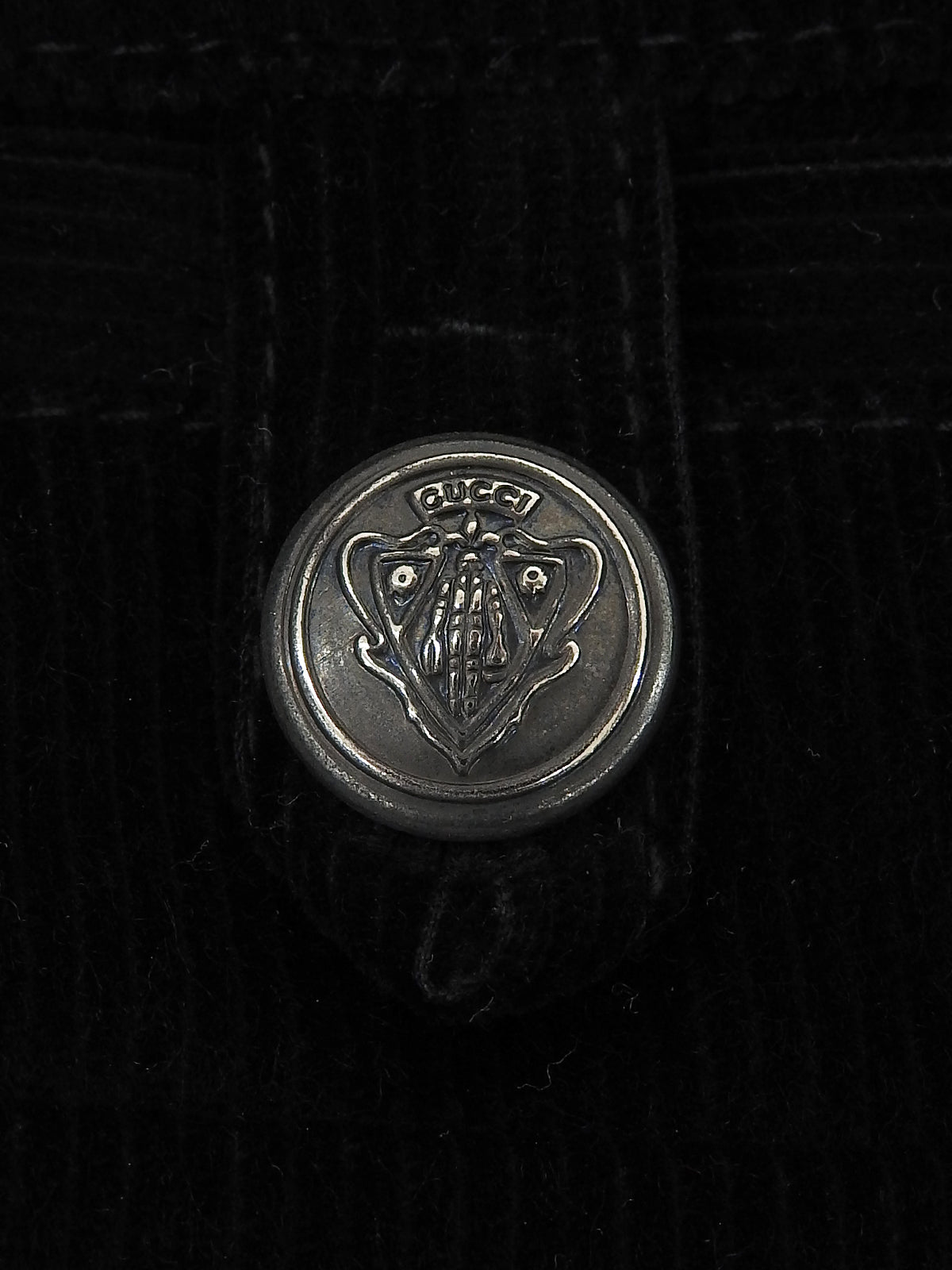 Corduroy Logo Button Jacket in Black