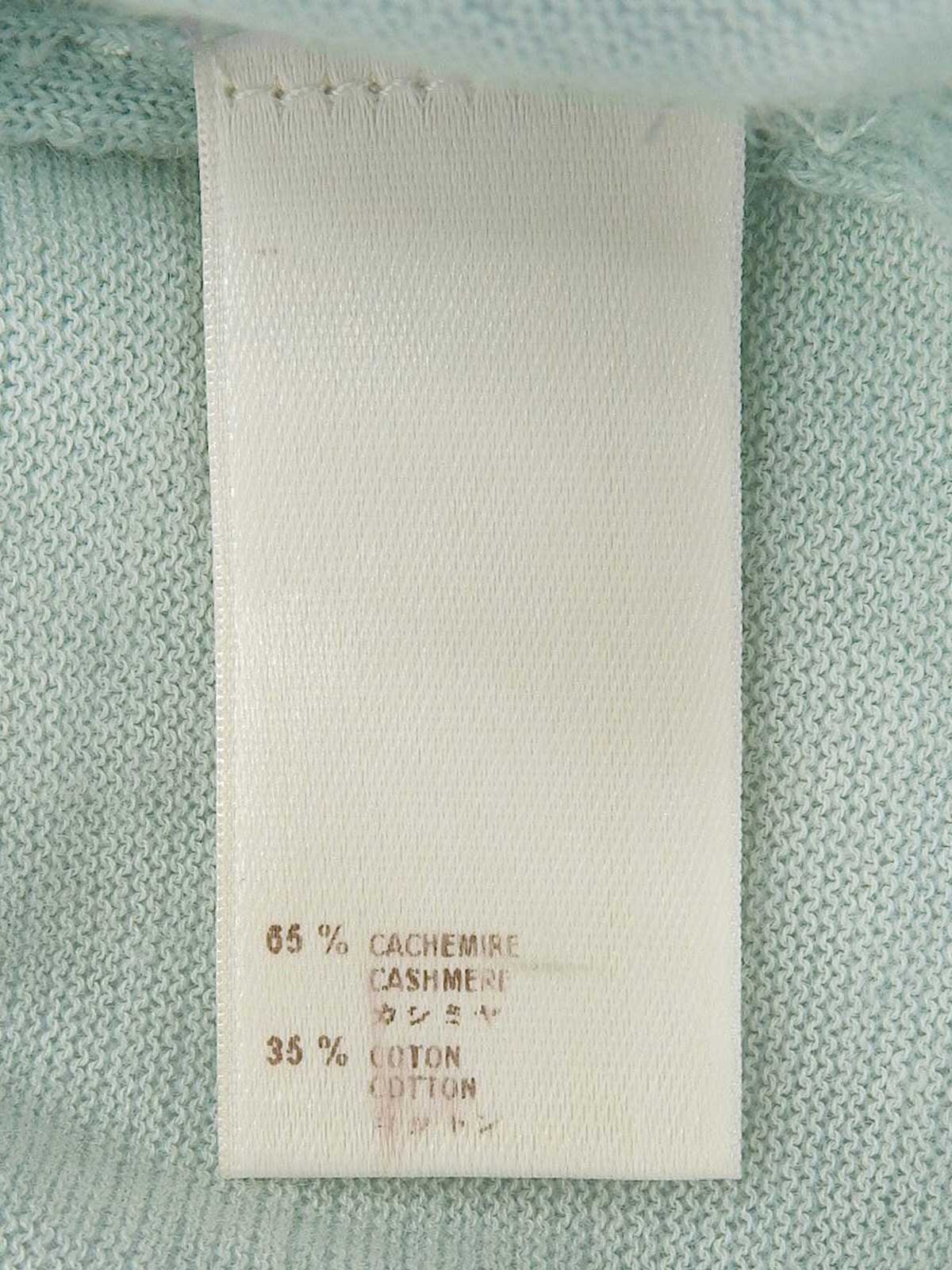 Mint Green Cashmere Monogram Button Cardigan