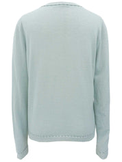 Mint Green Cashmere Monogram Button Cardigan