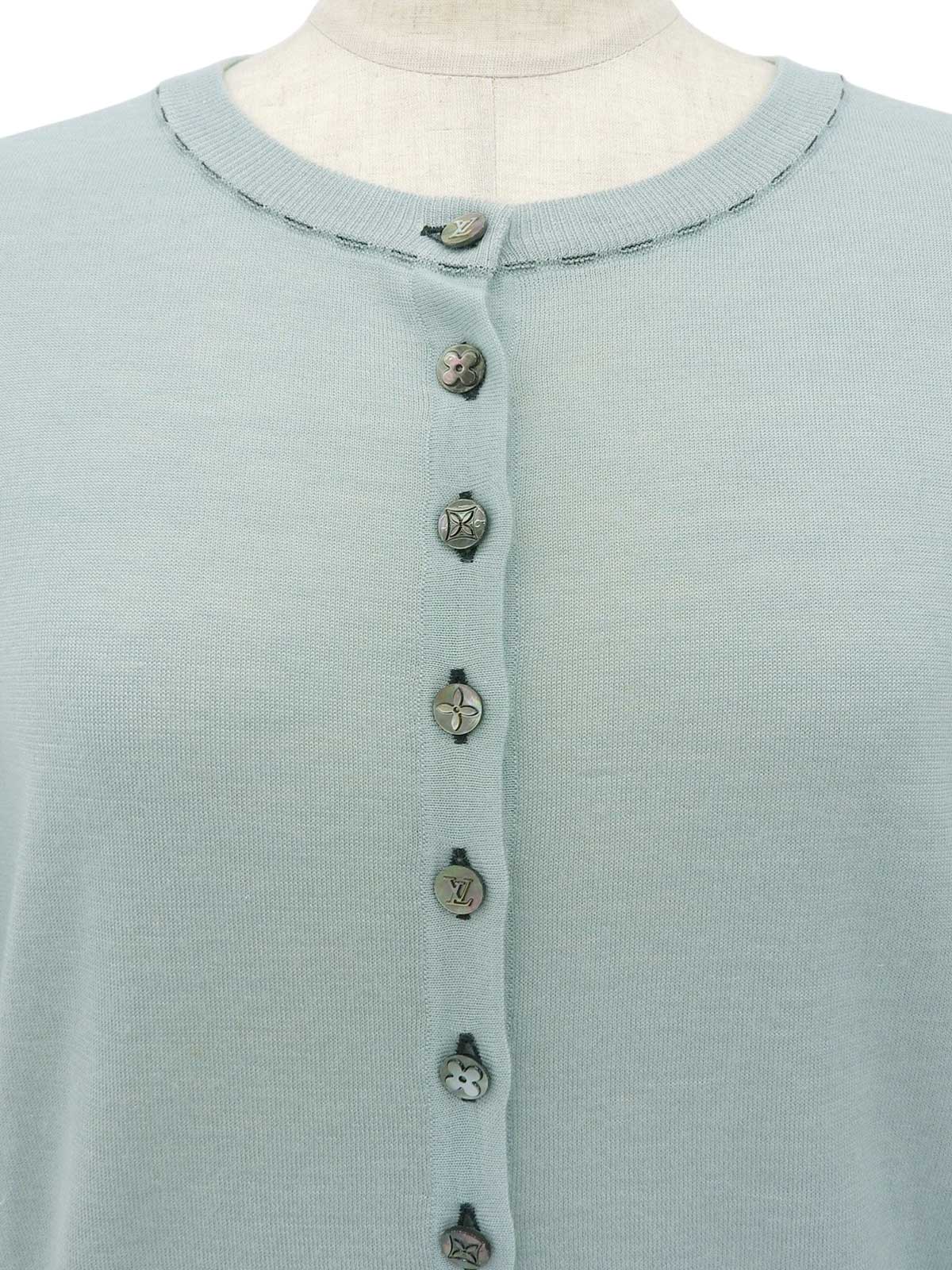 カシミアモノグラムボタンカーディガン ミントグリーン