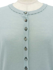 カシミアモノグラムボタンカーディガン ミントグリーン