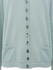 Mint Green Cashmere Monogram Button Cardigan