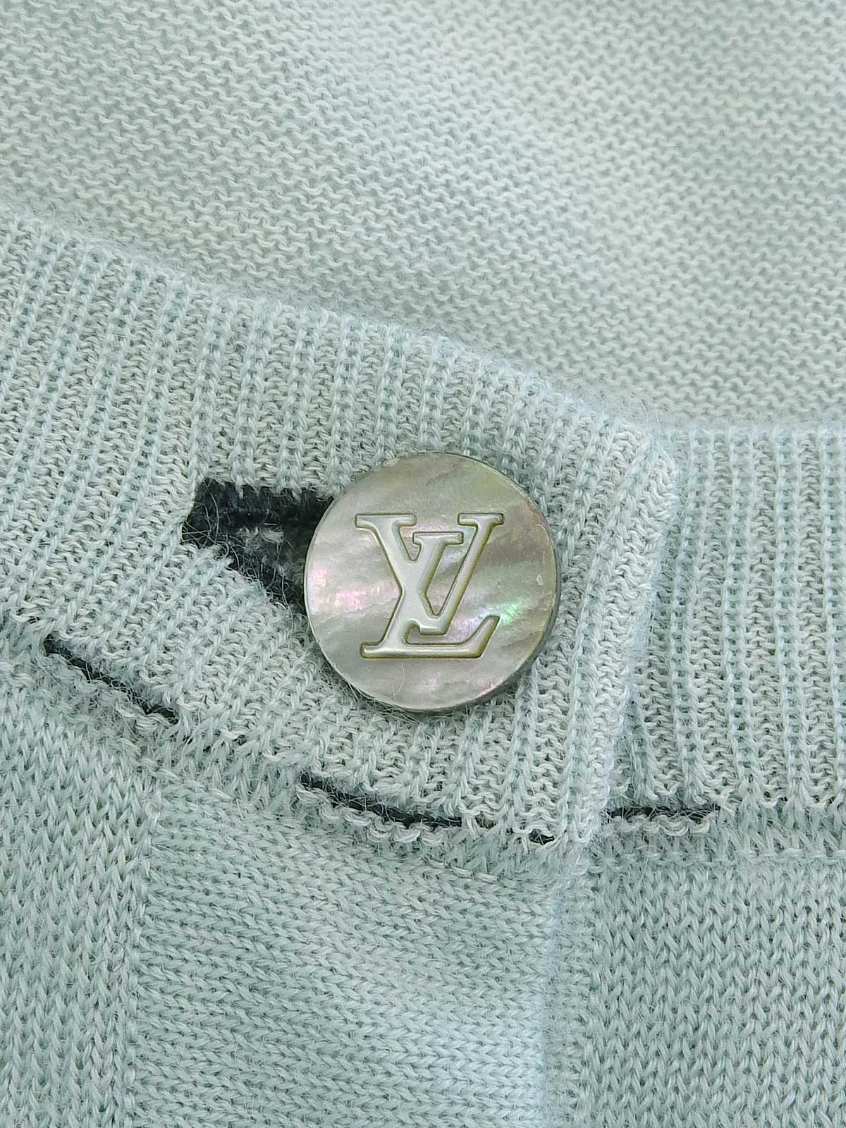 Mint Green Cashmere Monogram Button Cardigan