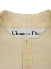 Cotton striped jacket in ivory/pink