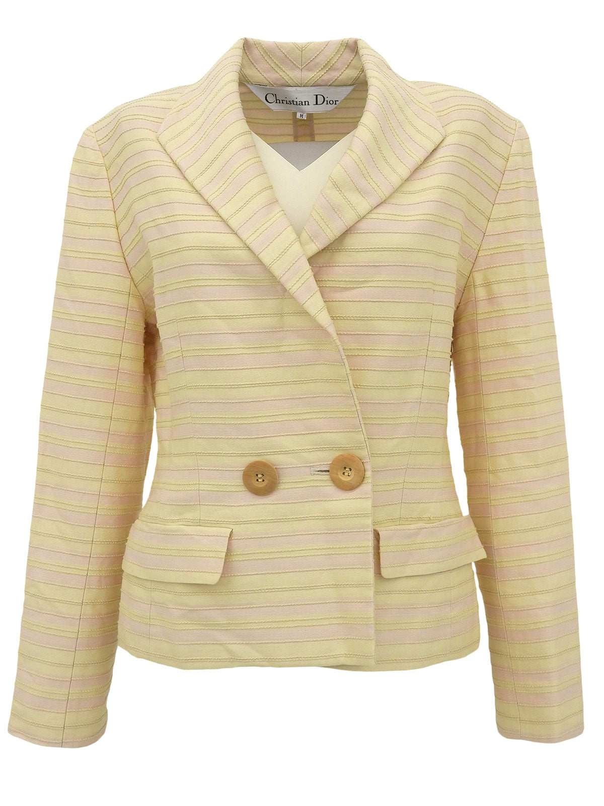 コットンボーダーパターンジャケット アイボリー/ピンク