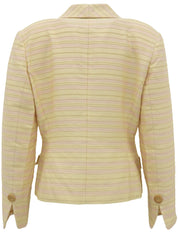 コットンボーダーパターンジャケット アイボリー/ピンク