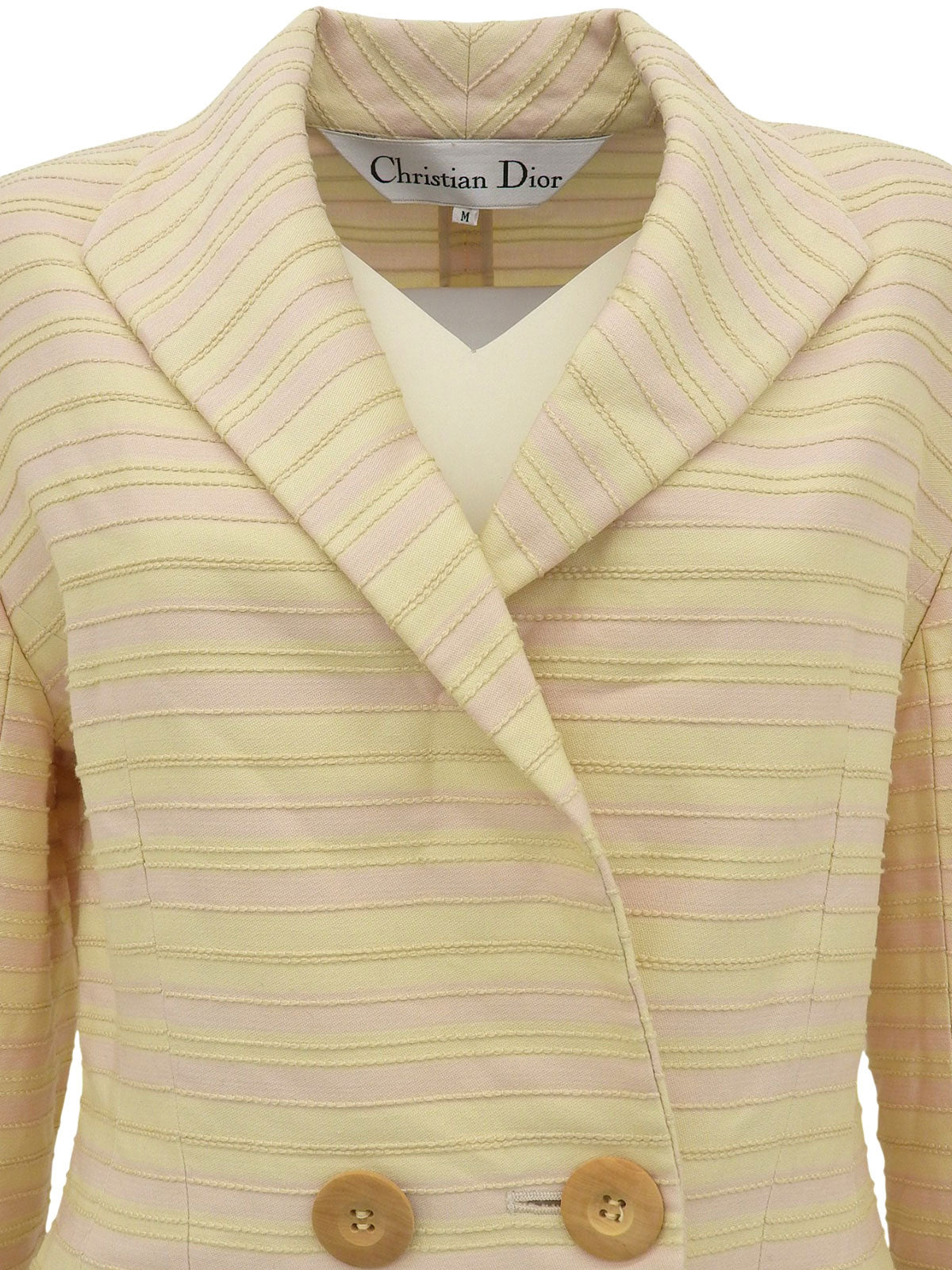 コットンボーダーパターンジャケット アイボリー/ピンク