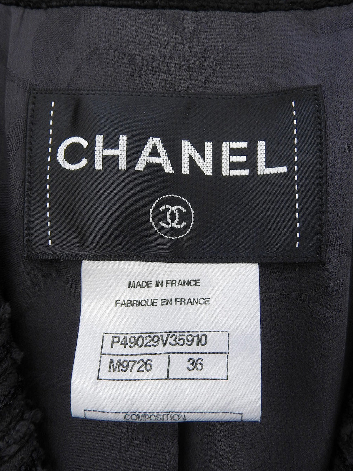 ツイードCCマークボタンジャケット グレー/ブラック