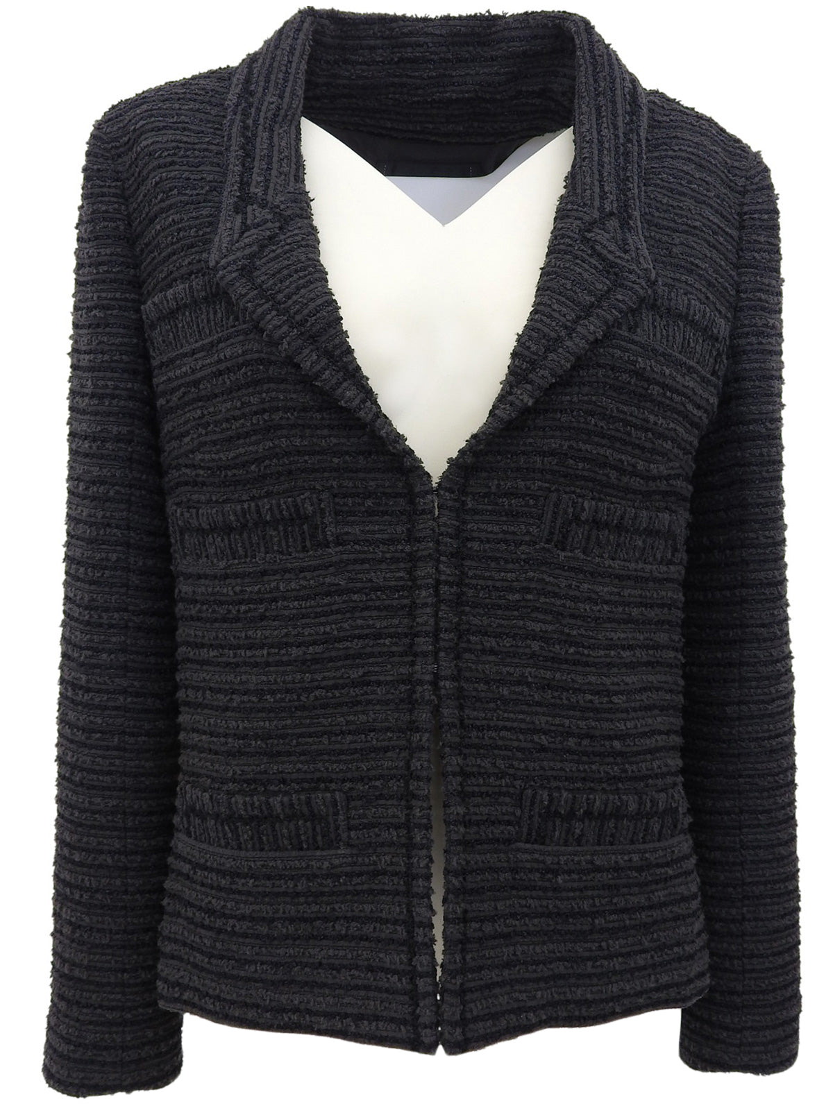 ツイードCCマークボタンジャケット グレー/ブラック