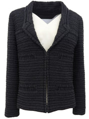 ツイードCCマークボタンジャケット グレー/ブラック