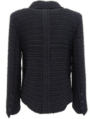 ツイードCCマークボタンジャケット　グレー/ブラック