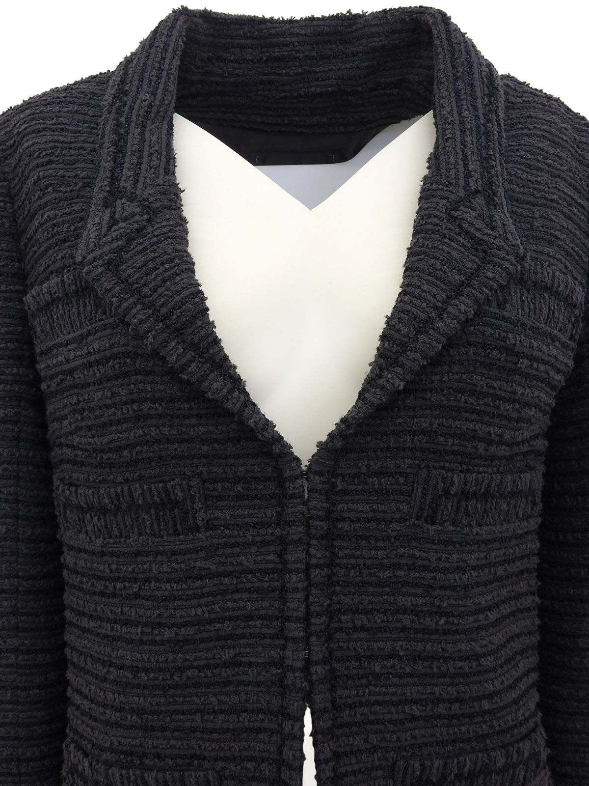 ツイードCCマークボタンジャケット　グレー/ブラック