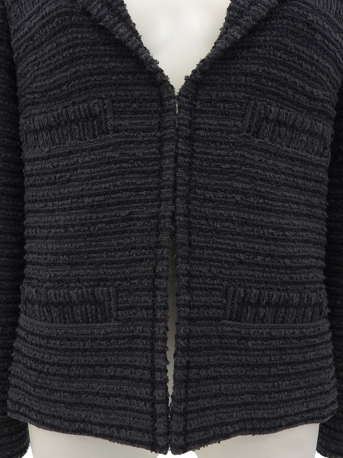 ツイードCCマークボタンジャケット　グレー/ブラック