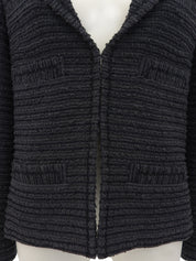 ツイードCCマークボタンジャケット　グレー/ブラック