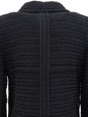 ツイードCCマークボタンジャケット　グレー/ブラック