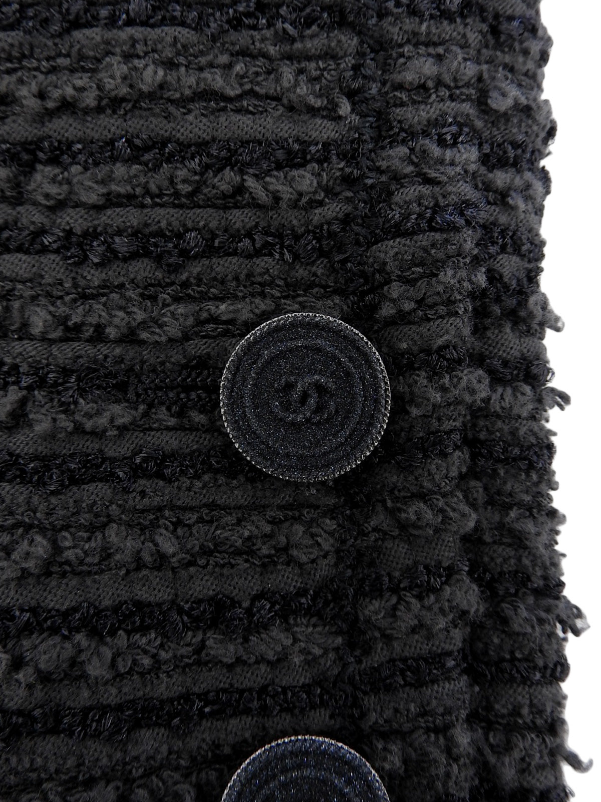 ツイードCCマークボタンジャケット　グレー/ブラック