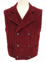 Corduroy Medusa Button Sleeveless Vest, Bordeaux