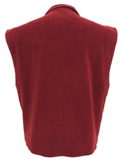 Corduroy Medusa Button Sleeveless Vest, Bordeaux