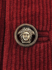 Corduroy Medusa Button Sleeveless Vest, Bordeaux