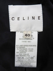 黑色/白色狐狸毛徽标纽扣大衣