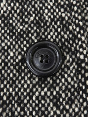 Fox fur logo button coat in black/white