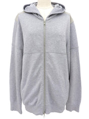 ショルダーデザインロゴエンボスジップアップパーカー　グレー