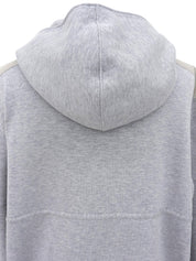 ショルダーデザインロゴエンボスジップアップパーカー　グレー