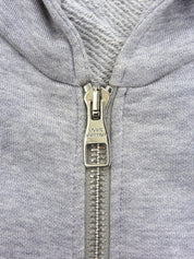 Shoulder design logo embossed zip-up hoodie in grey