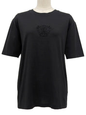 黑色刺绣徽章短袖上衣