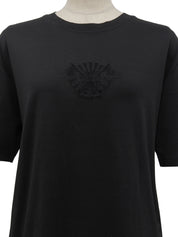 黑色刺绣徽章短袖上衣