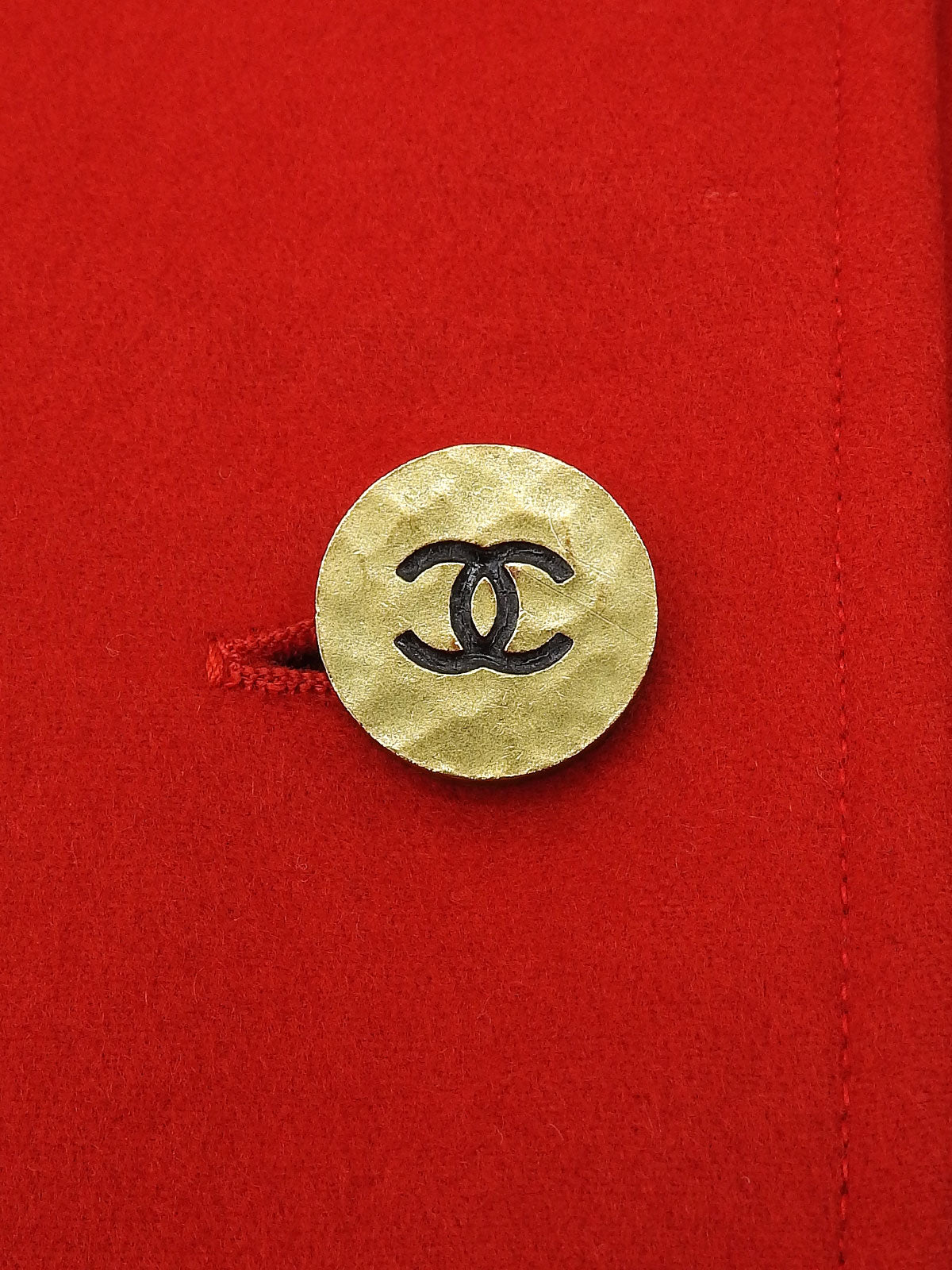 1994年製　カシミアCCマークボタンダブルブレストコート　レッド