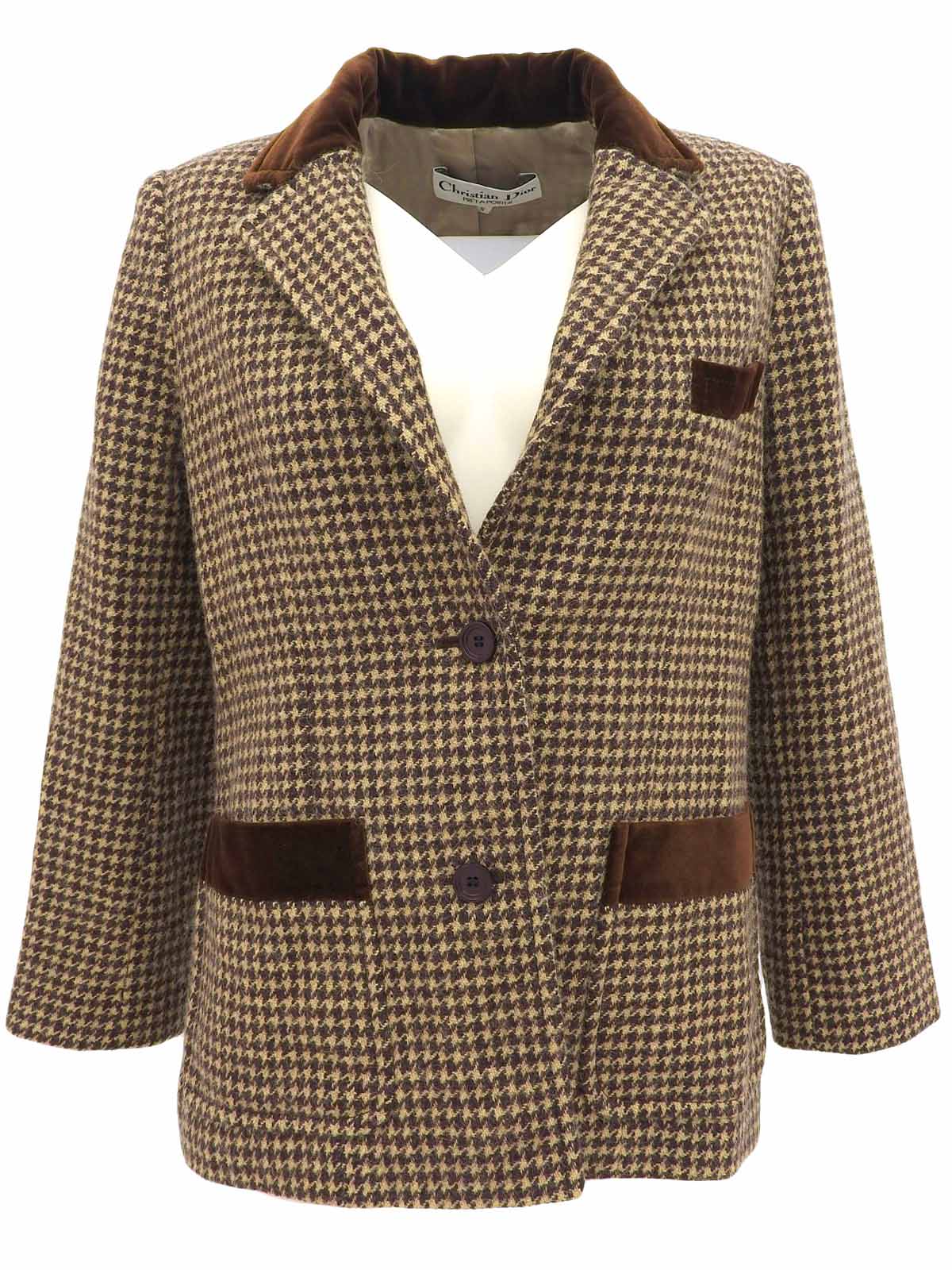 Houndstooth pattern jacket in brown/beige