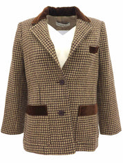 Houndstooth pattern jacket in brown/beige