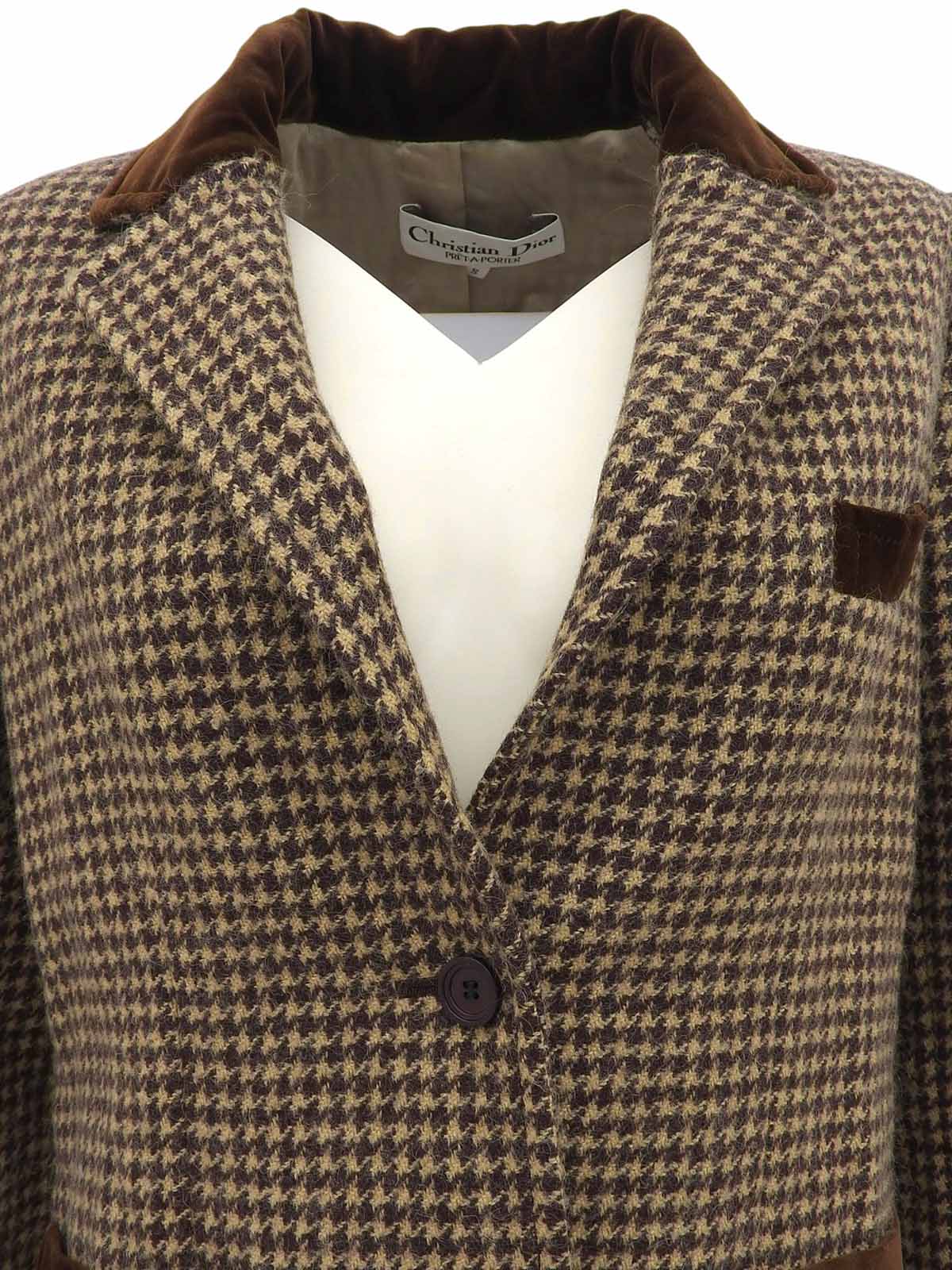 Houndstooth pattern jacket in brown/beige