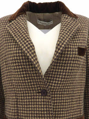 Houndstooth pattern jacket in brown/beige