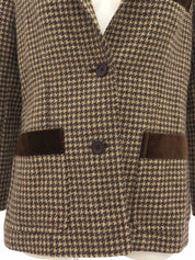 Houndstooth pattern jacket in brown/beige