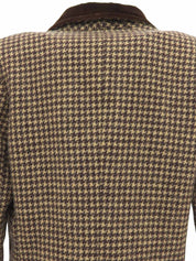 Houndstooth pattern jacket in brown/beige