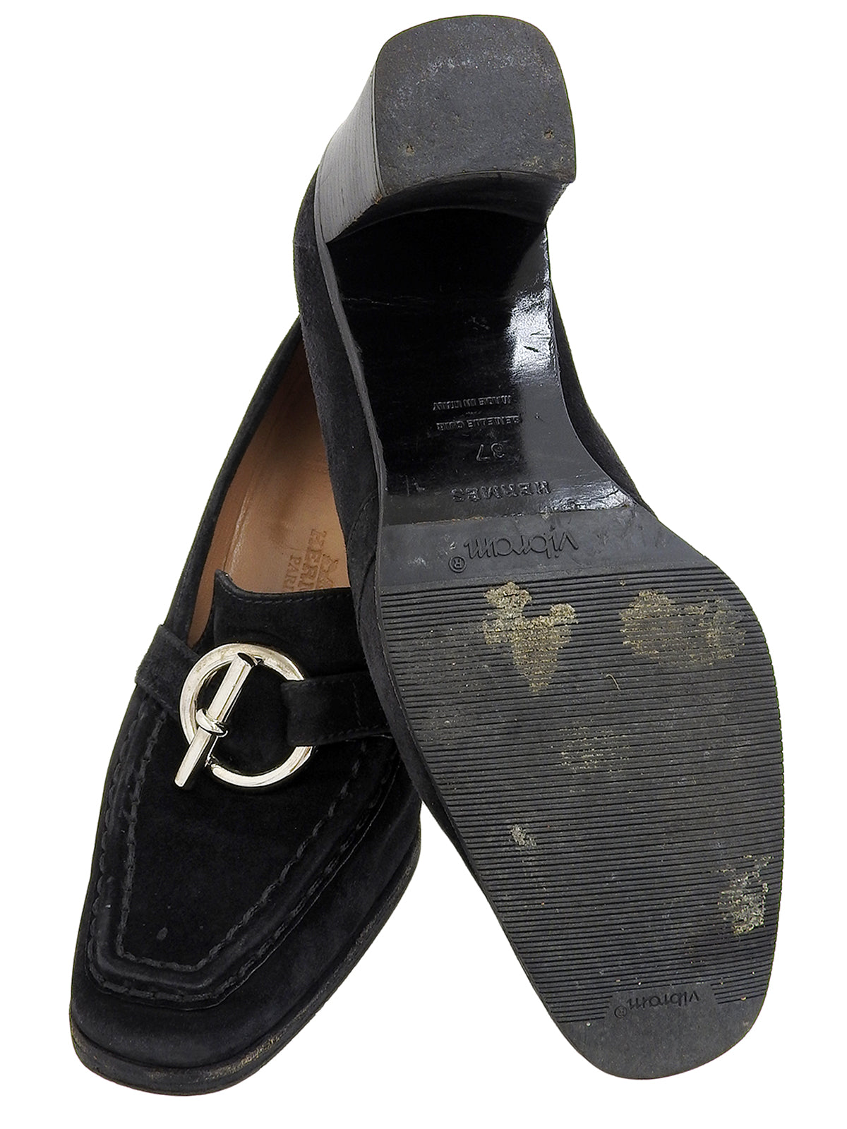 スエードシェーヌダンクルパンプス ブラック