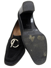 スエードシェーヌダンクルパンプス ブラック