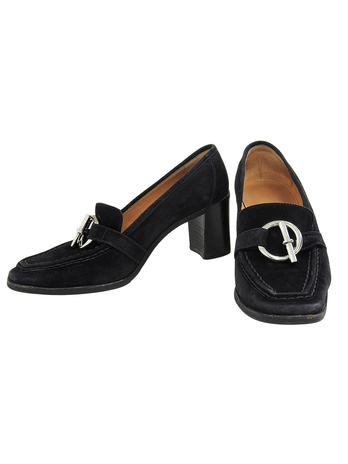 スエードシェーヌダンクルパンプス ブラック